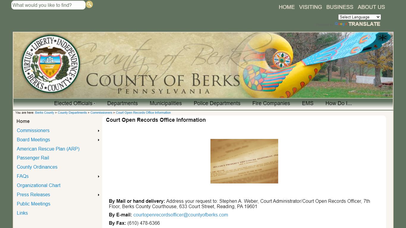 Court Open Records Office Information - County of Berks Home