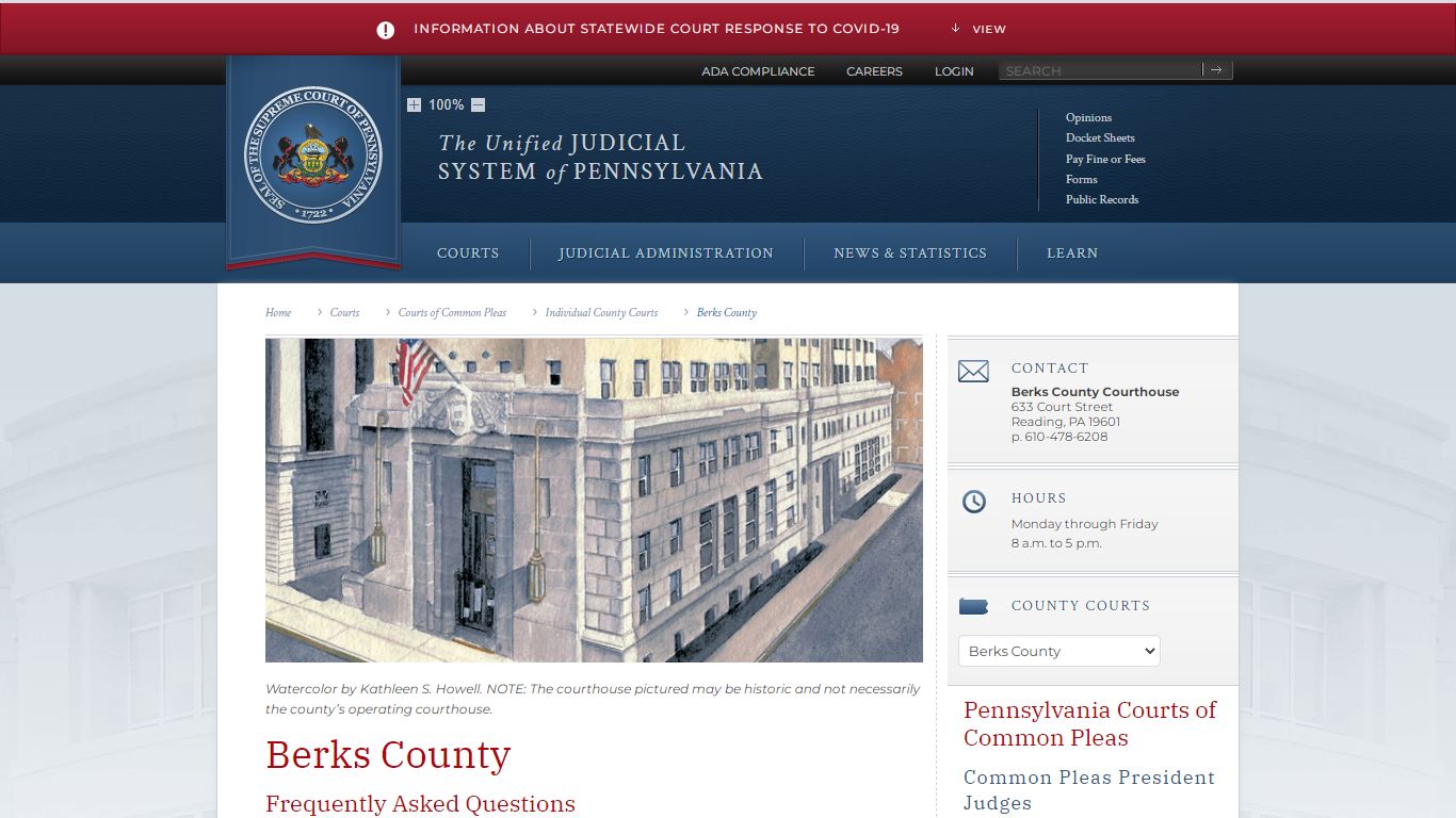 Berks County | Individual County Courts | Courts of Common ...